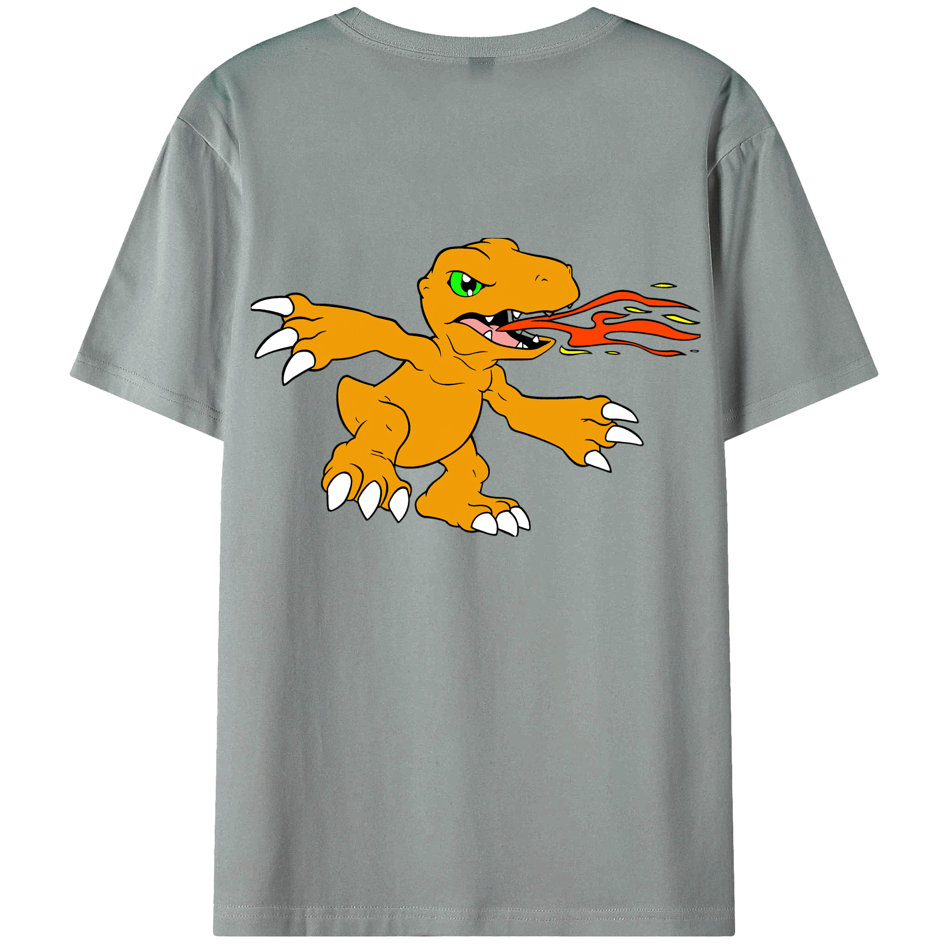 （画像用） Digimon デジタルモンスター/デジモン 綿100％ メンズ半袖Tシャツ（バックプリント） 通気性